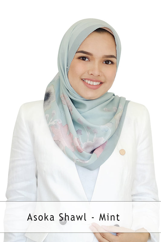 Asoka Satin Shawl - Mint