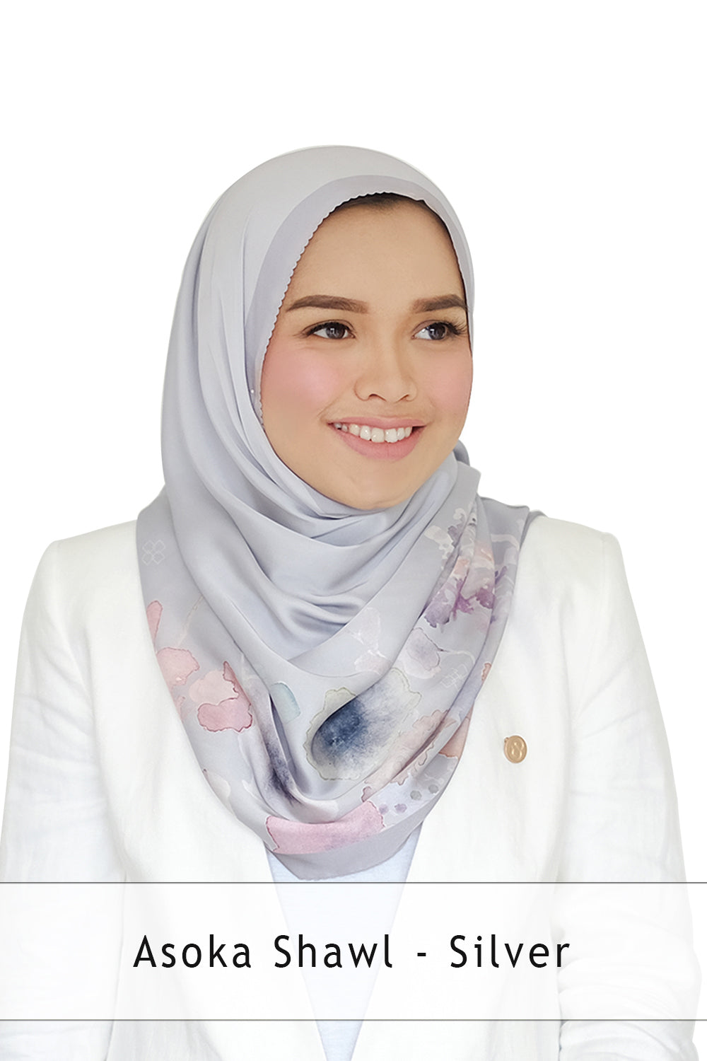 Asoka Satin Shawl - Silver