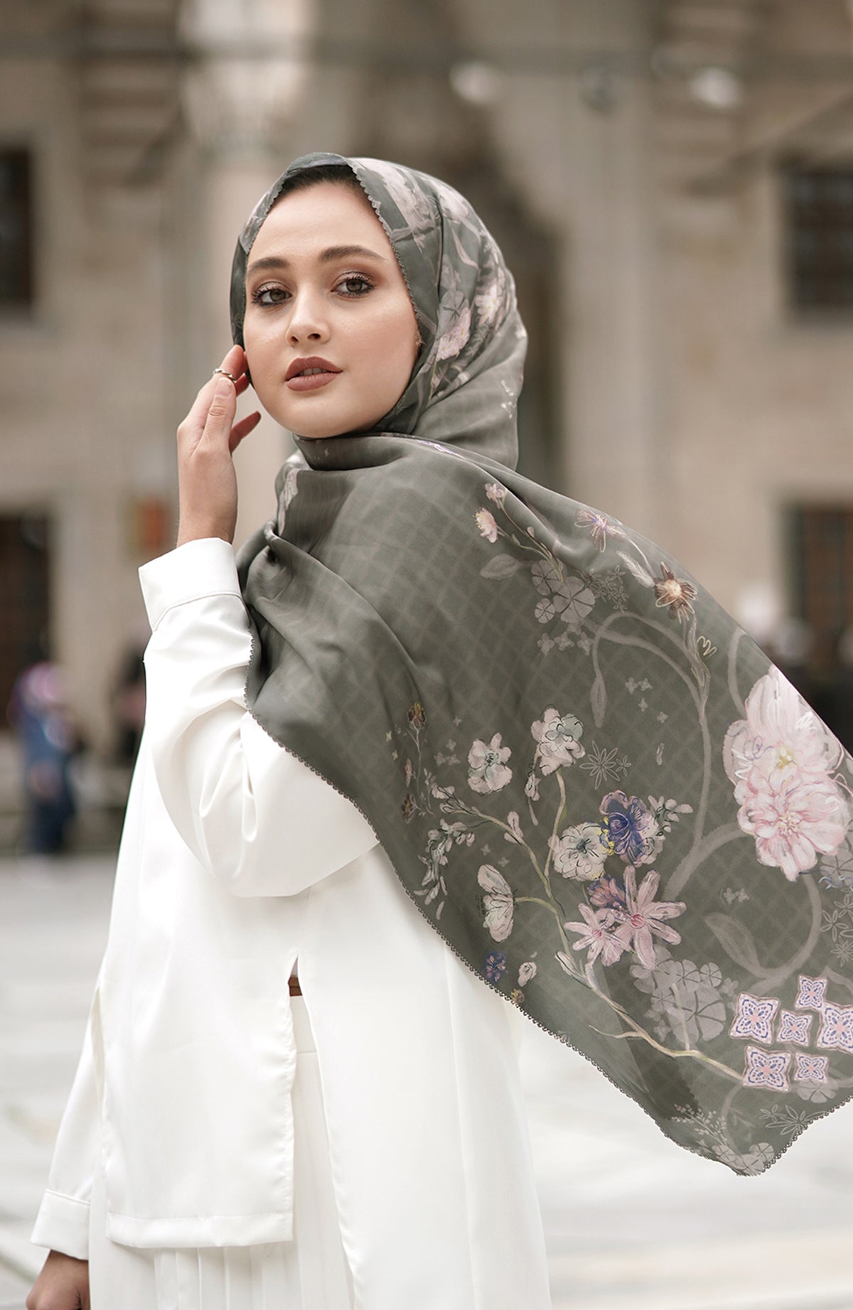 Sofya Satin Shawl - Oregano