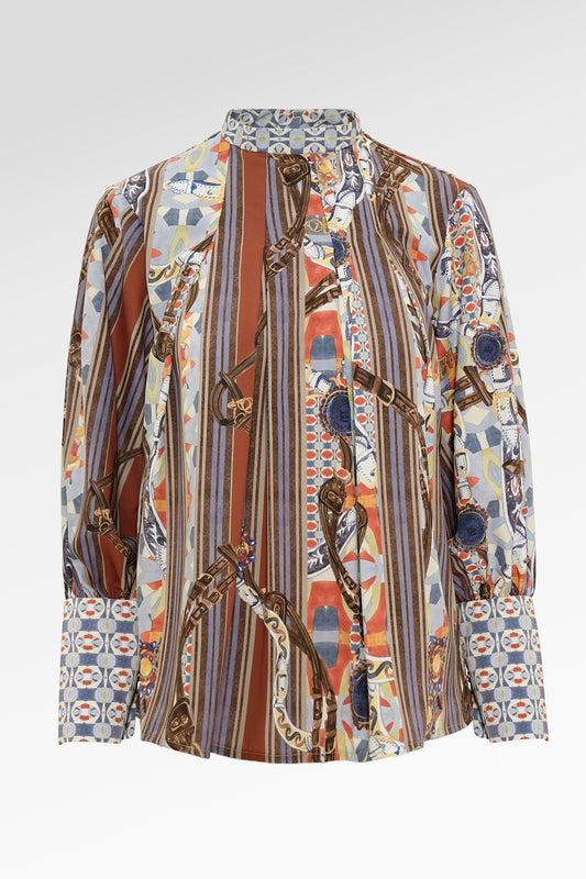 Chainerie Pleated Blouse - Azurite