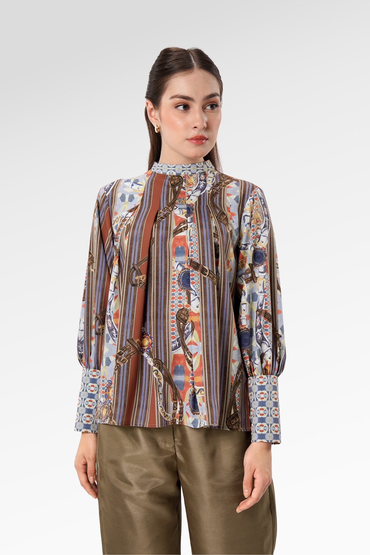Chainerie Pleated Blouse - Azurite