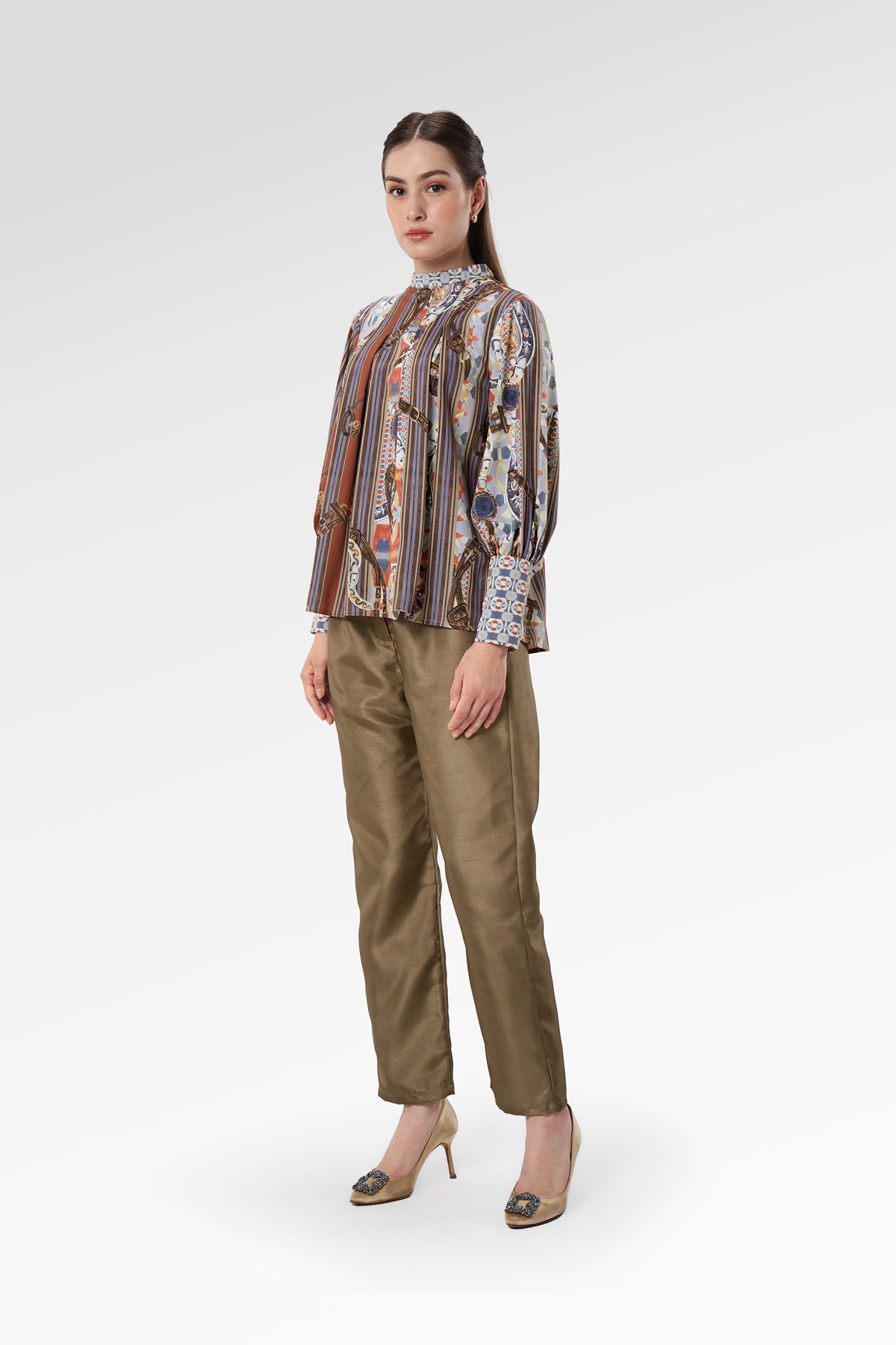 Chainerie Pleated Blouse - Azurite