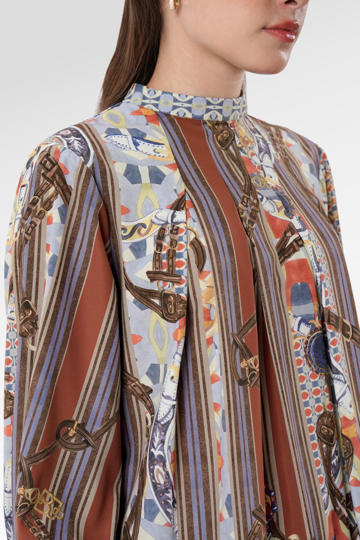 Chainerie Pleated Blouse - Azurite