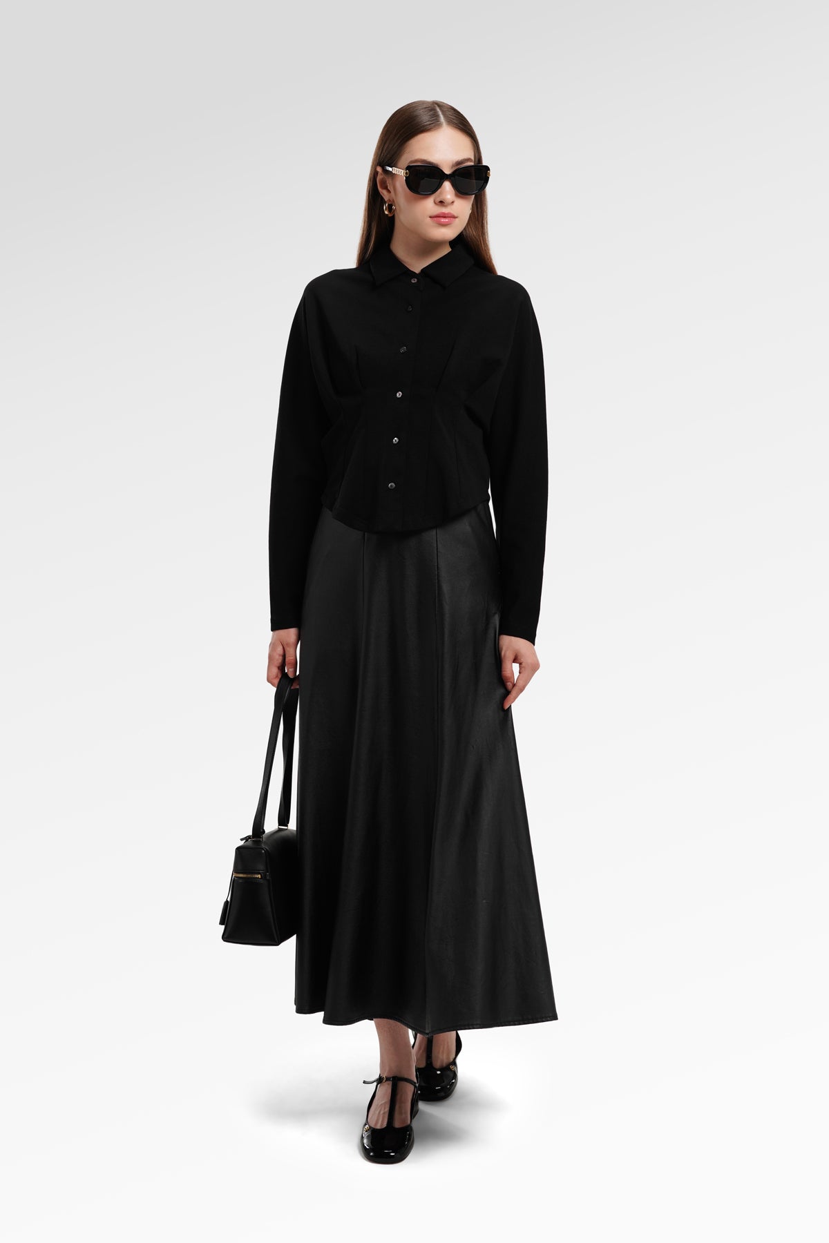 Callen Crop Shirt - Black