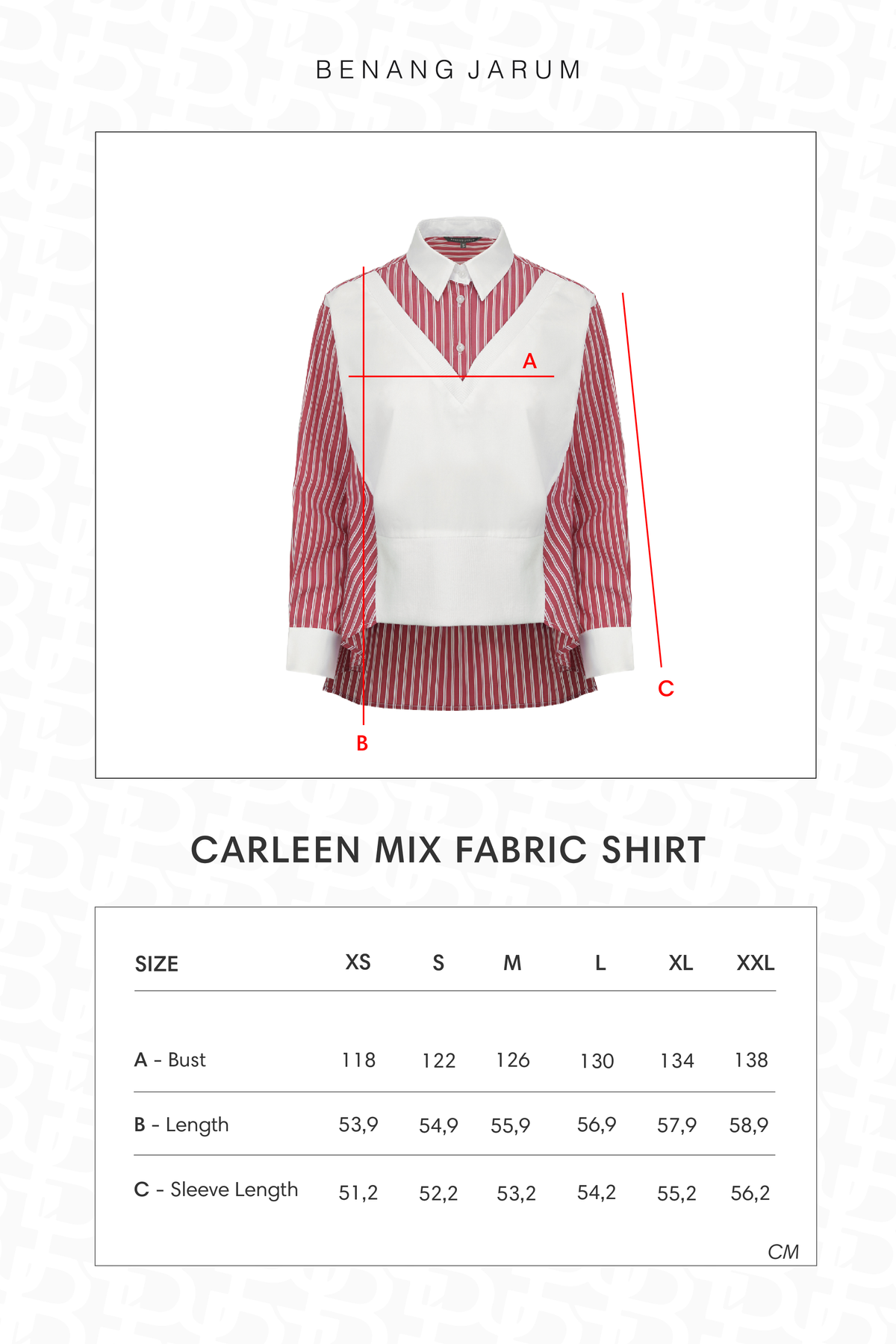 Carleen Mix Fabric Shirt - Red