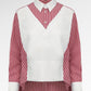 Carleen Mix Fabric Shirt - Red