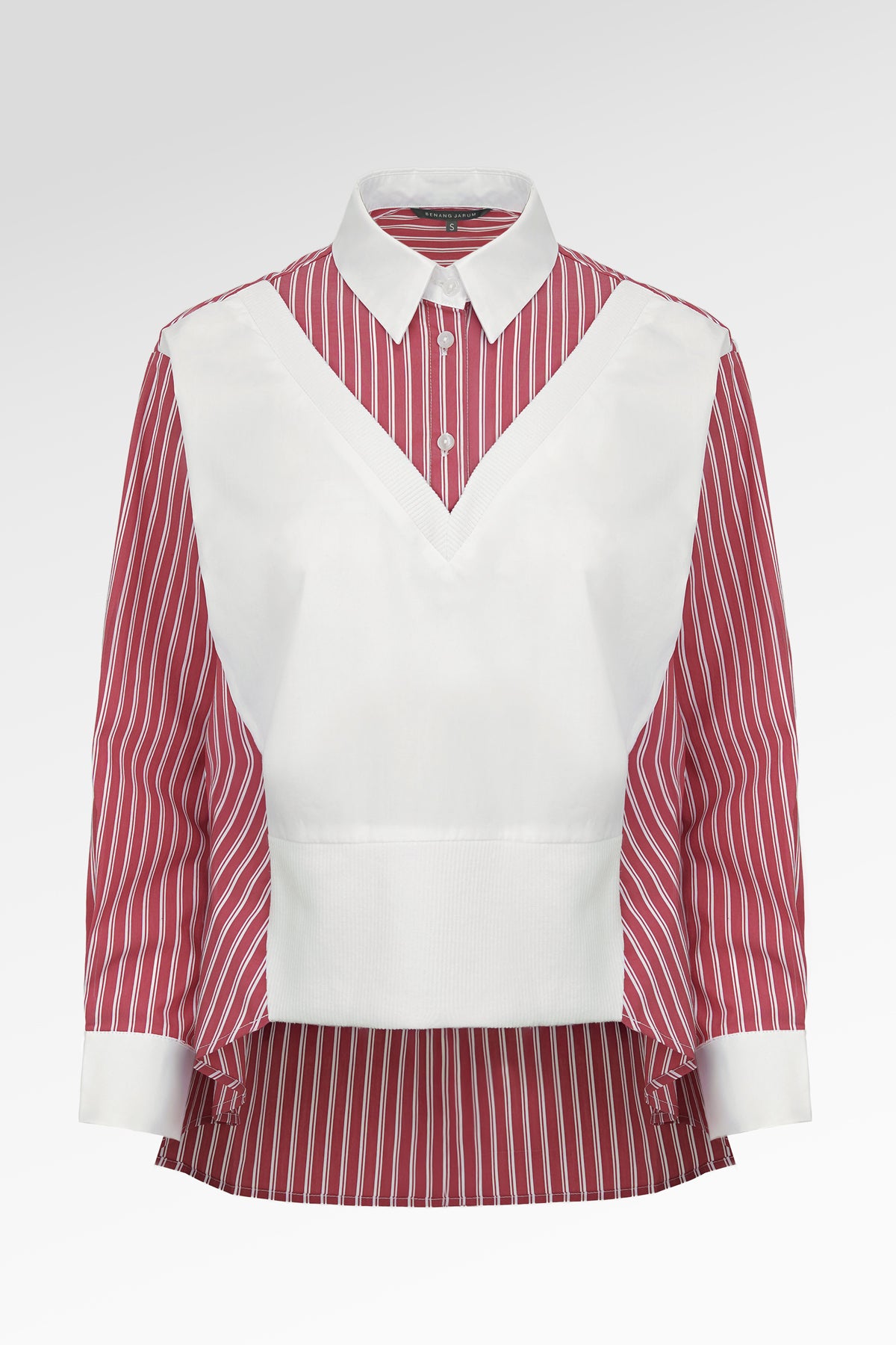 Carleen Mix Fabric Shirt - Red