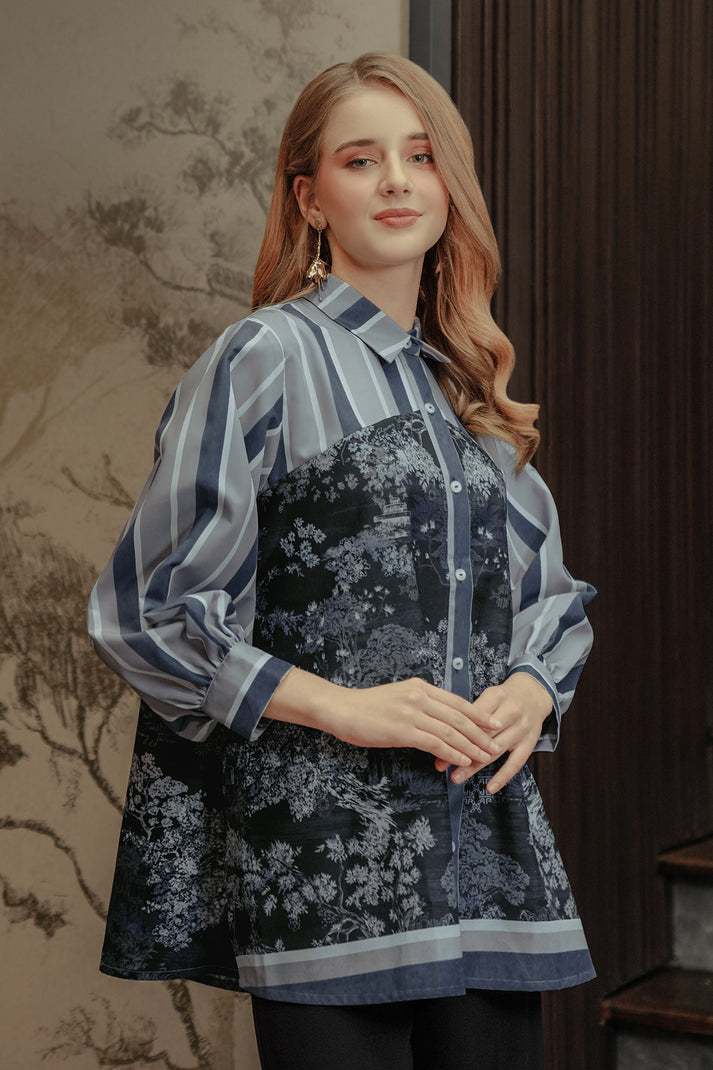 Chinoiserie Pleated Shirt - French Vanilla main image 0
