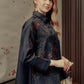 Chinoiserie Box Pleated Shirt - Navy