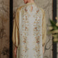 Chinoiserie Dress with Raglan Sleeves - Gold Cream
