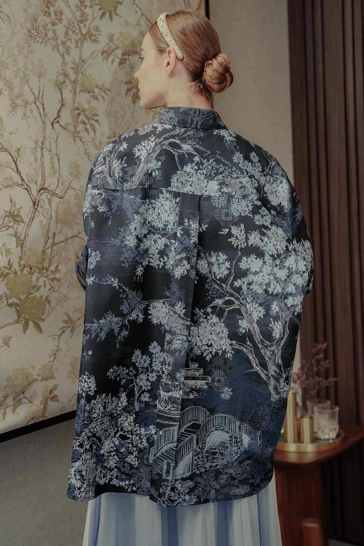 Chinoiserie Oversized Shirt - Navy