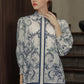 Chinoiserie Puffy Tunic - Navy