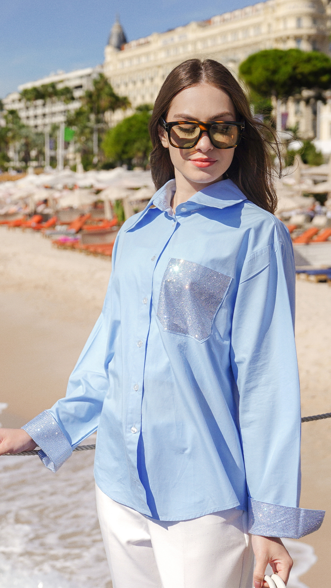 Claire Beads Shirt - Blue