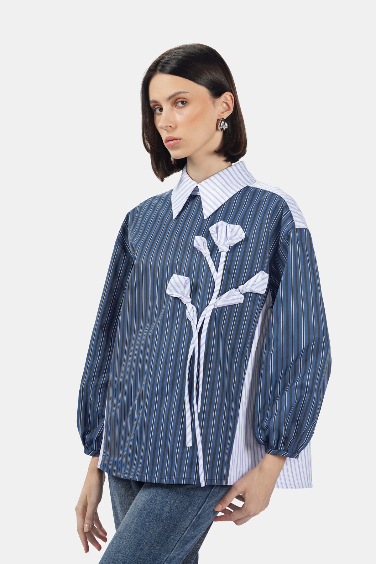 Claretta Flower Blouse - Twilight Blue
