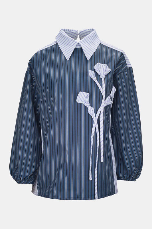 Claretta Flower Blouse - Twilight Blue