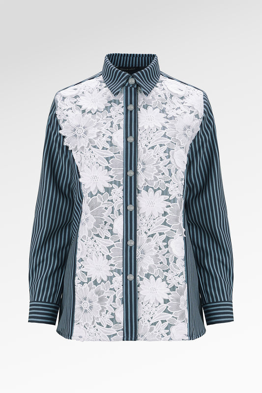 Clarisse Lace Shirt - Navy Blossom