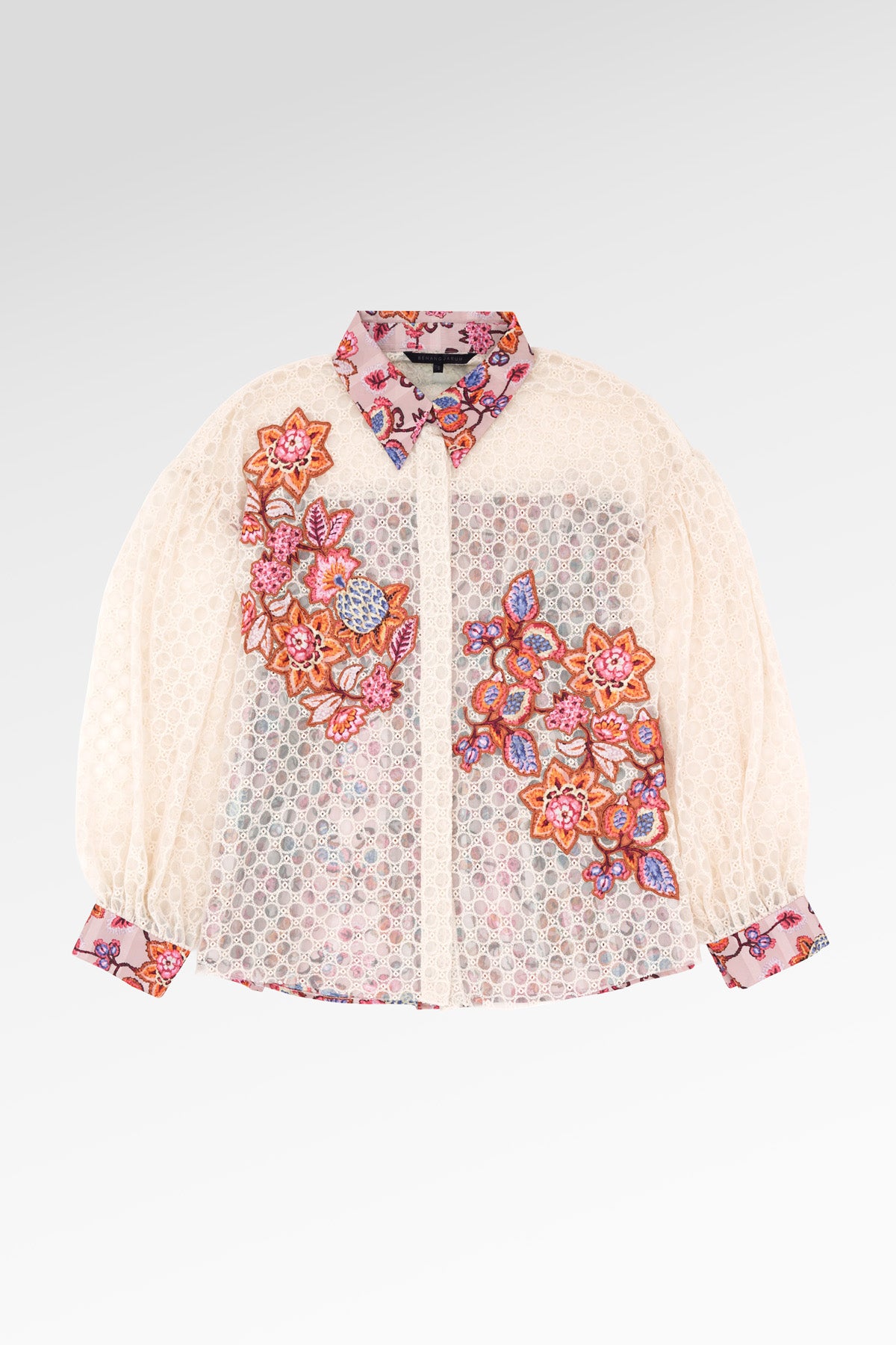 Opulent Bloom Embroidery Shirt - Petal Cream