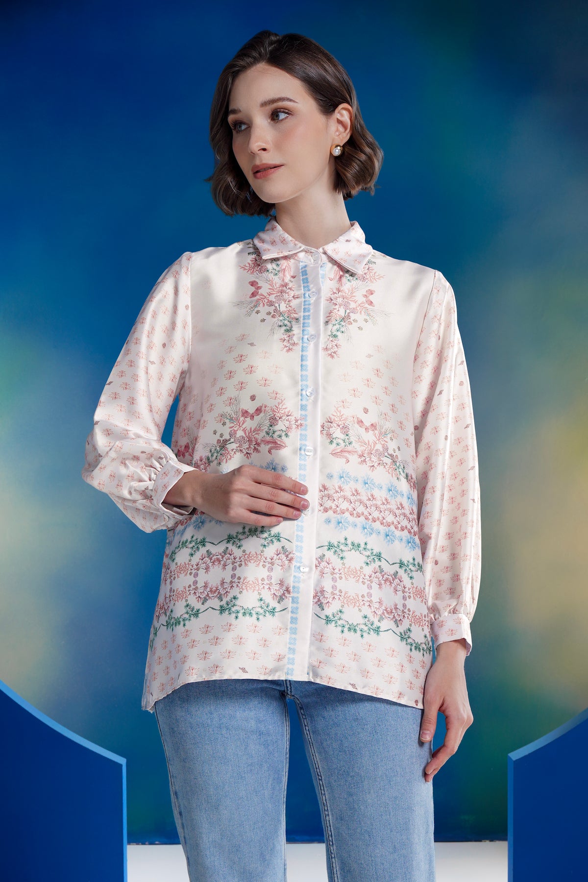 Coral Dreams Pleated Shirt - Jellyfish