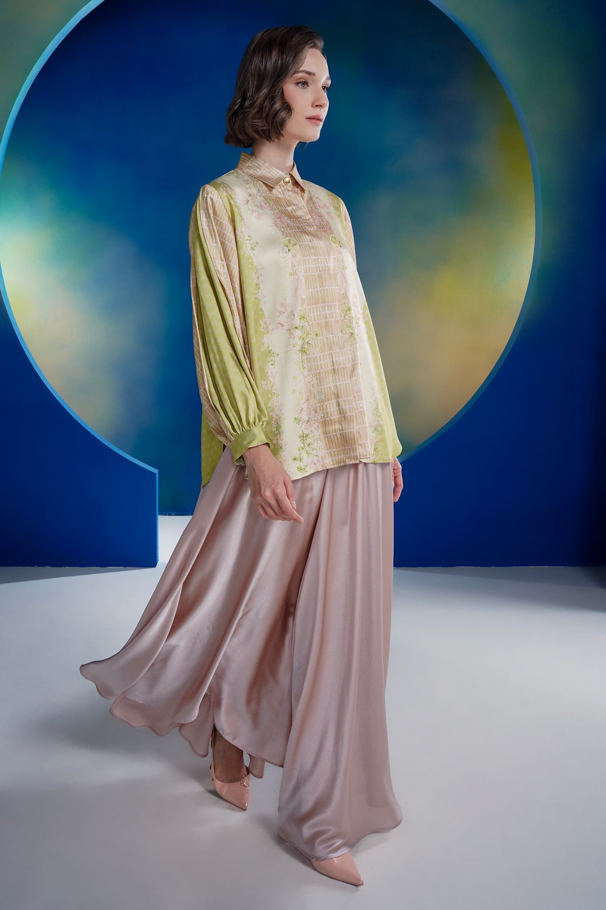 Coral Dreams Satin Shirt - Algae