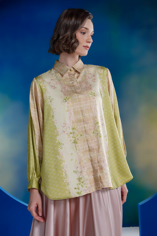 Coral Dreams Satin Shirt - Algae