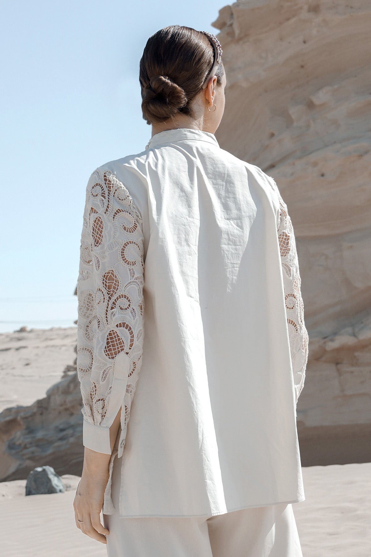 Aleena Embroidery Shirt - Cream