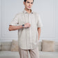 Stripe Men Shirt - Short Sleeve - Beige