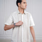 Stripe Men Shirt - Short Sleeve - Off-White