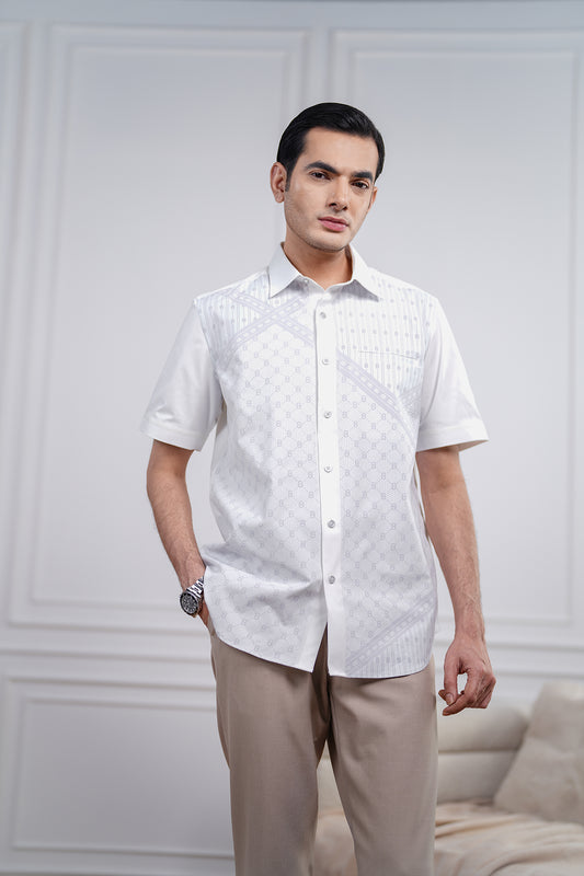 Crosswise Men Shirt - Short Sleeve - Off-White