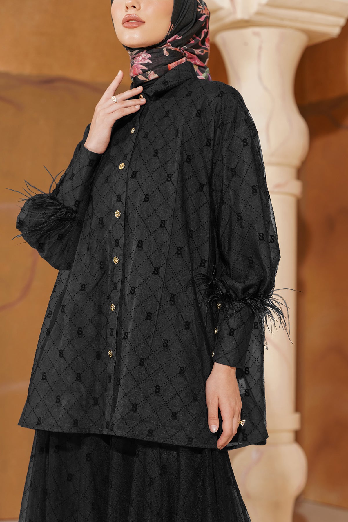 Monogram Mesh Shirt - Black