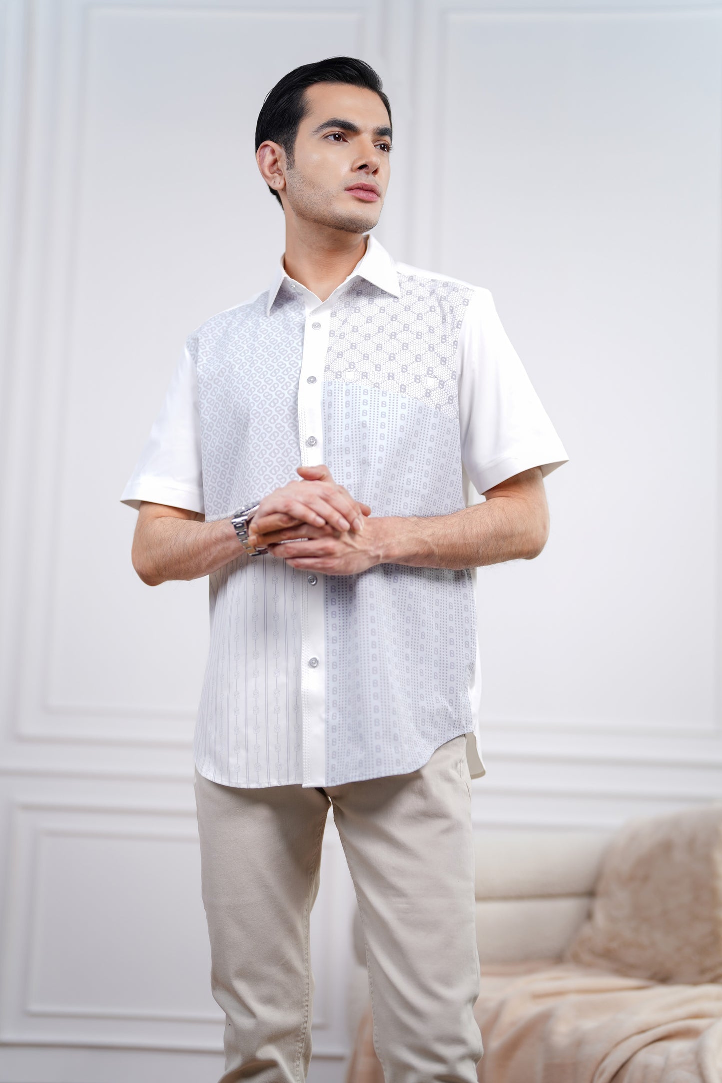 Mixture Men Shirt - Short Sleeve - Off-White