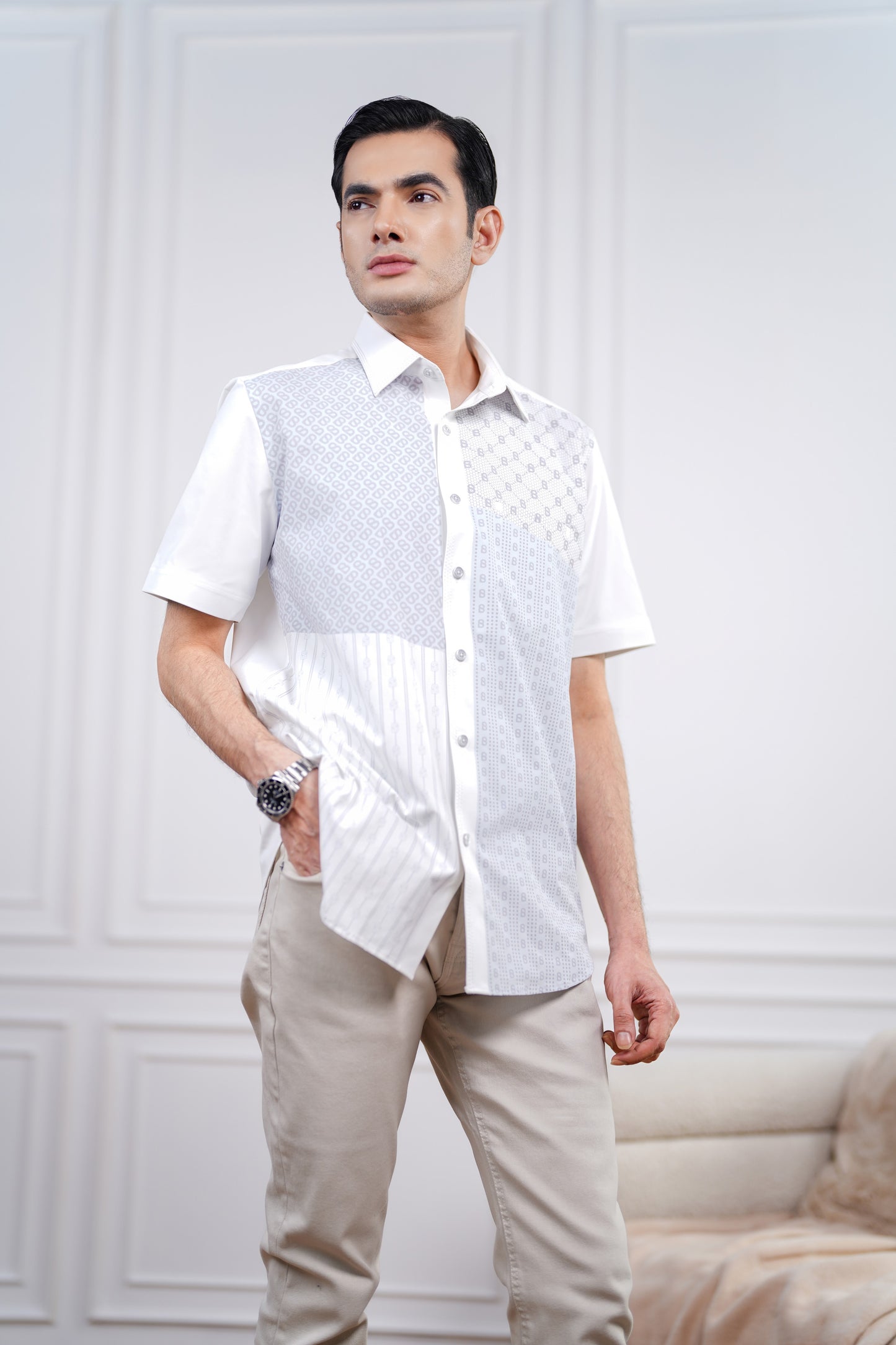 Mixture Men Shirt - Short Sleeve - Off-White