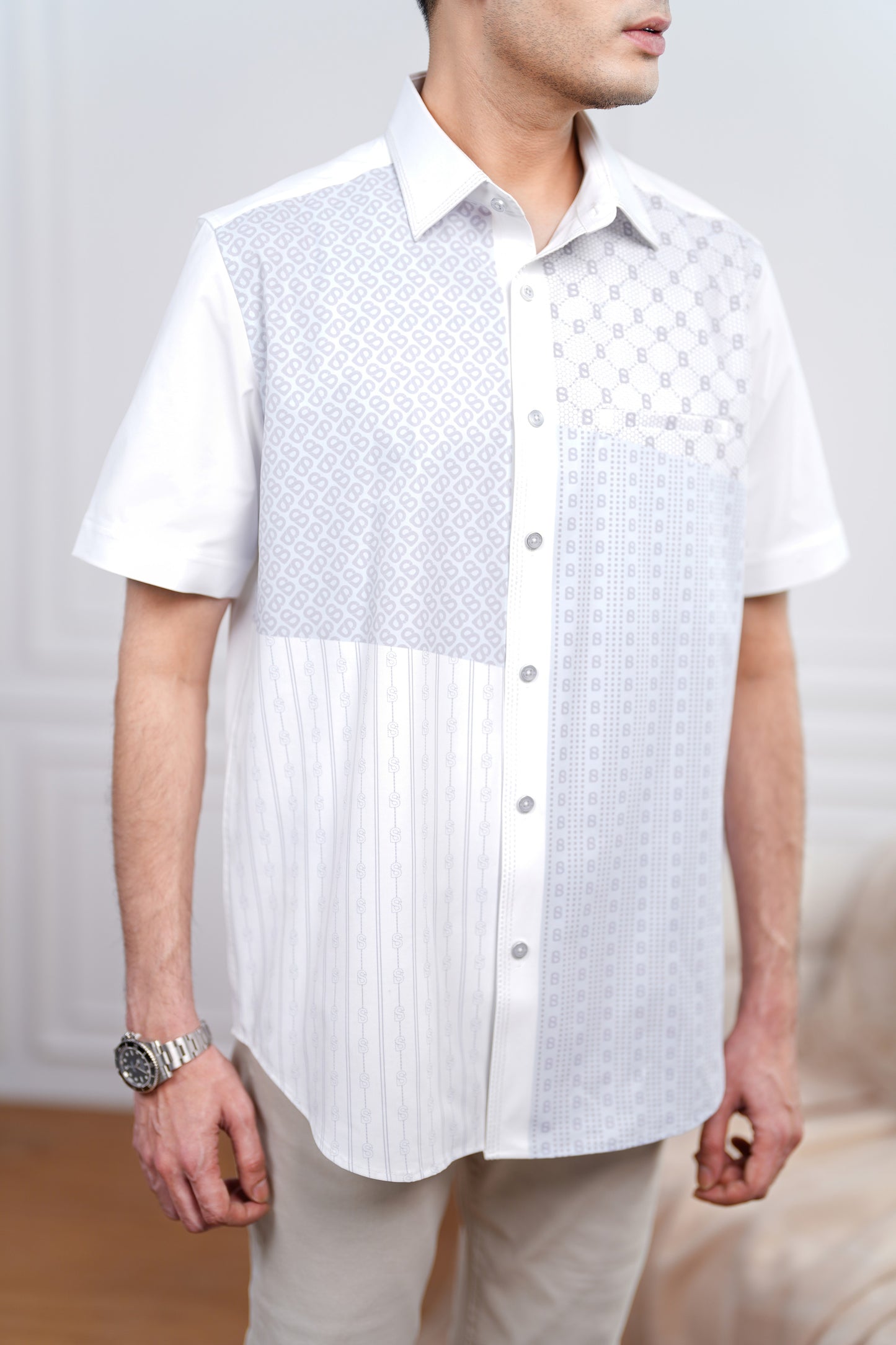 Mixture Men Shirt - Short Sleeve - Off-White