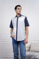 Mixture Men Shirt - Short Sleeve - Navy/Light Grey