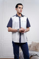 Mixture Men Shirt - Short Sleeve - Navy/Grey