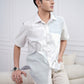Patchwork Men Shirt - Short Sleeve - Off-White