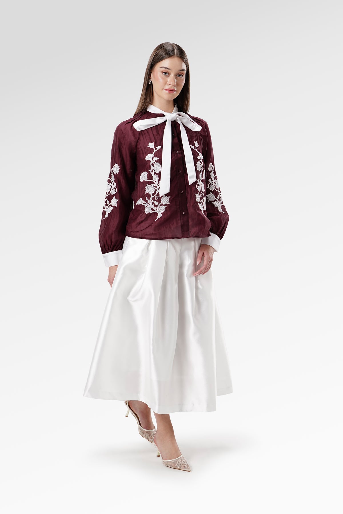 The Regal Embroidery Shirt - Burgundy