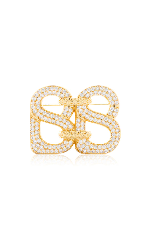 Deux Crystal Brooch - Gold