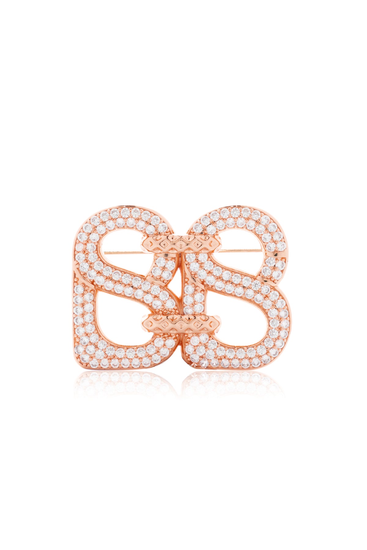 Deux Crystal Brooch - Rose Gold