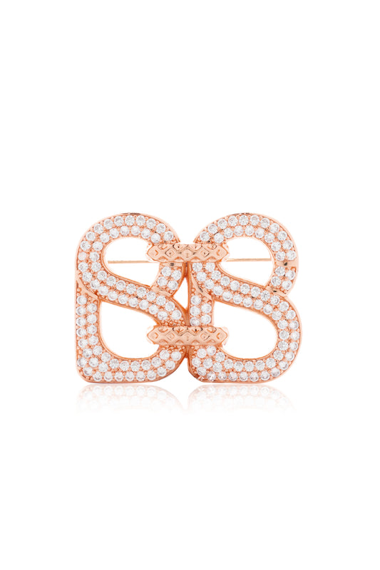 Deux Crystal Brooch - Rose Gold