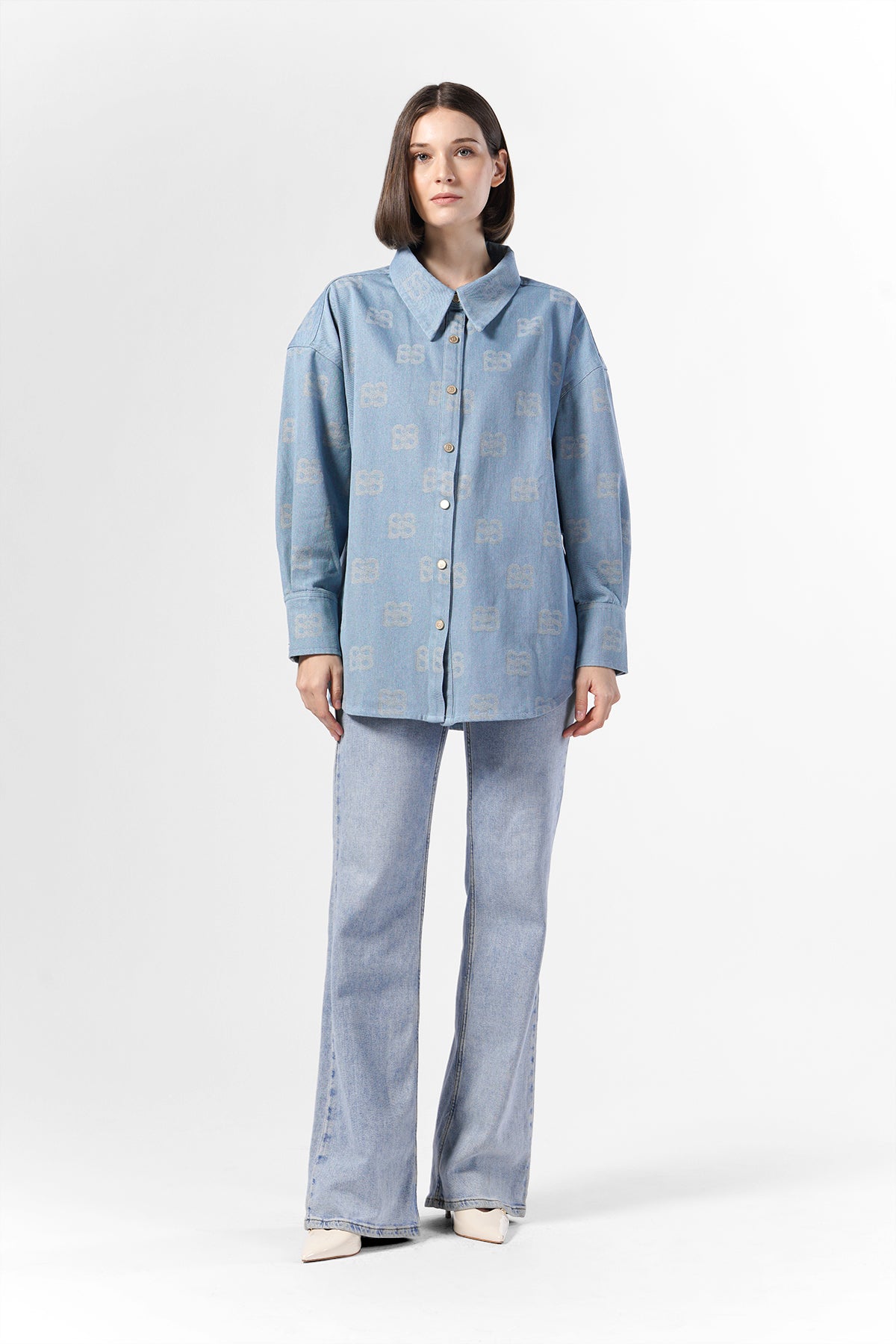 Deux Oversized Denim Shirt - Blue