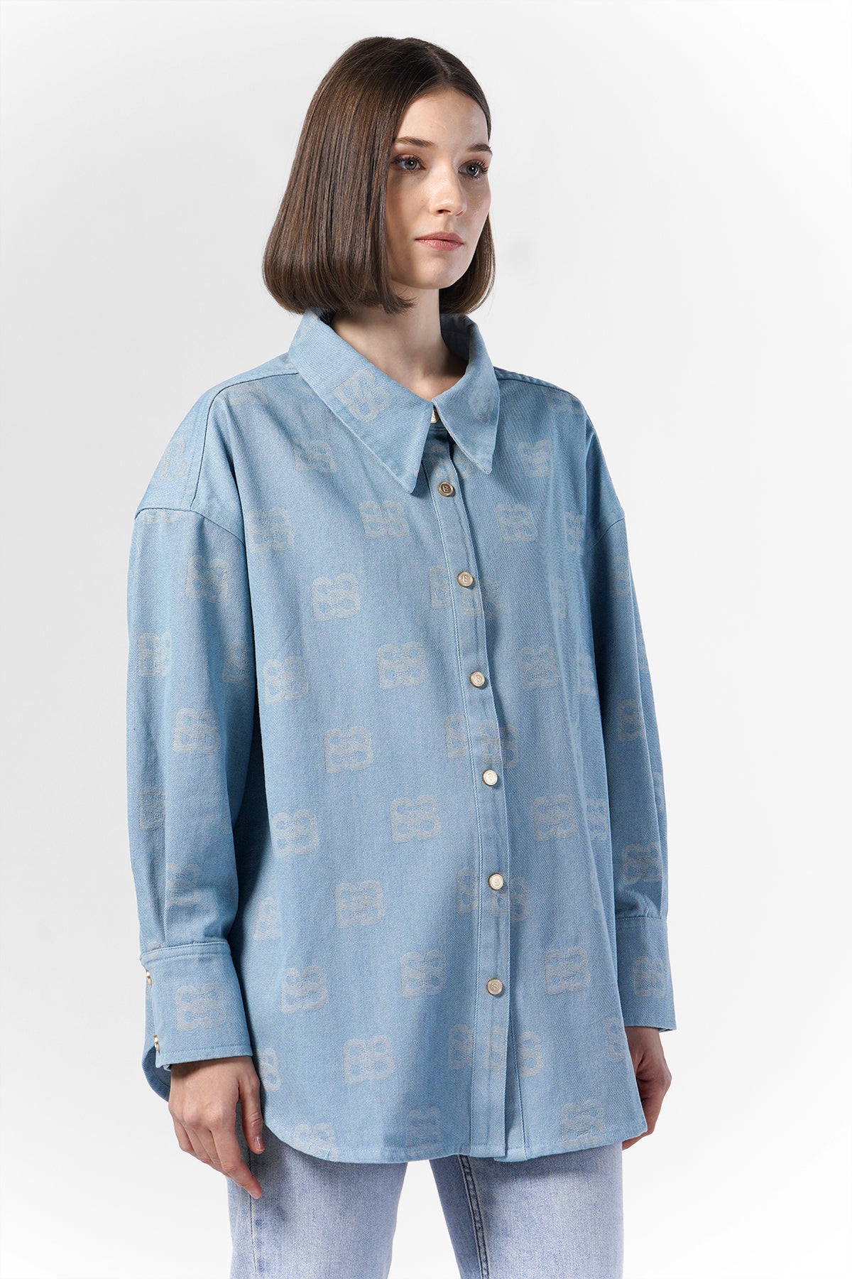 Deux Oversized Denim Shirt - Blue