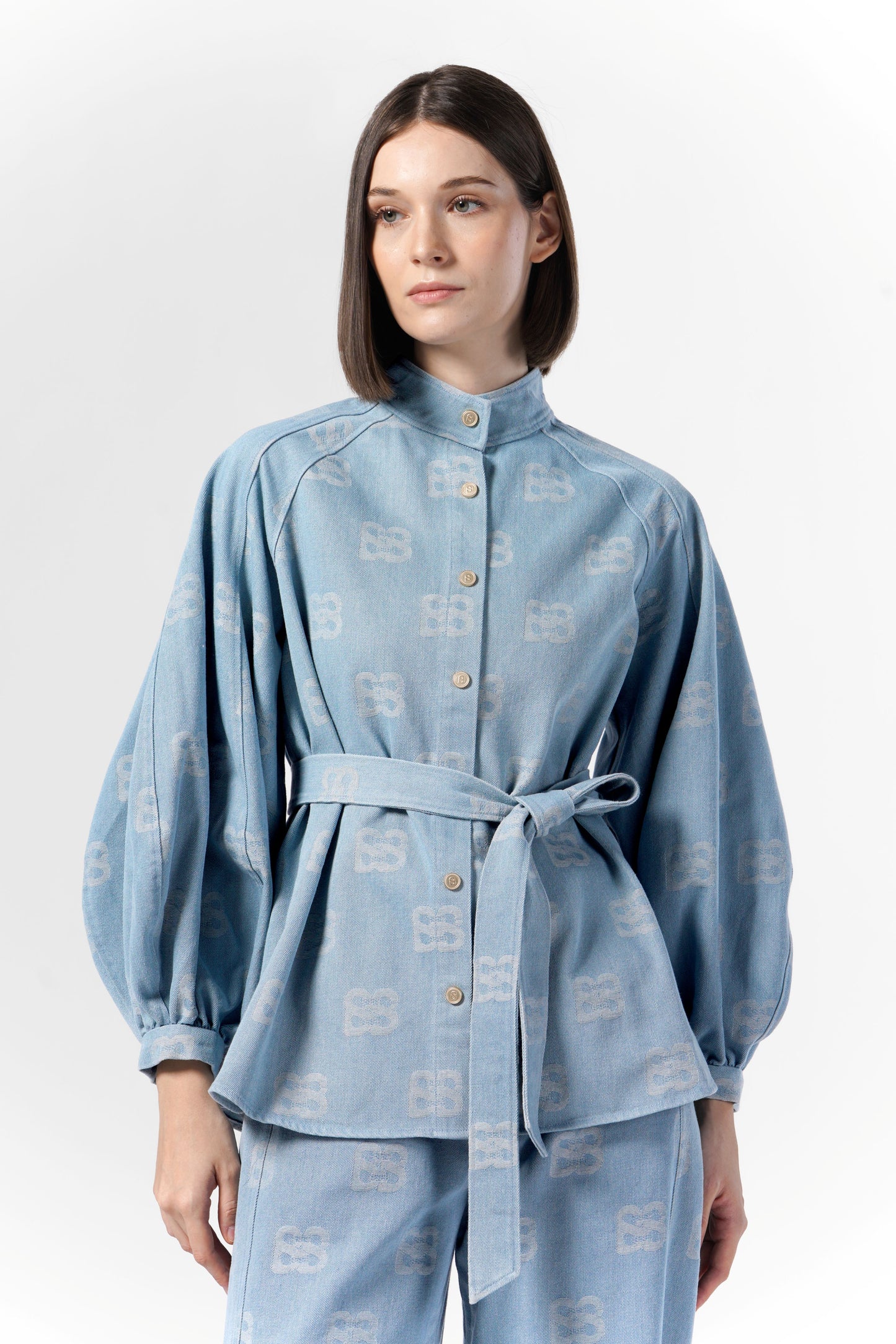 Deux Raglan Denim Shirt - Blue