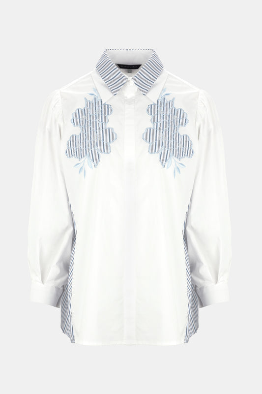 Dyxie Embroidery Shirt - Light Blue