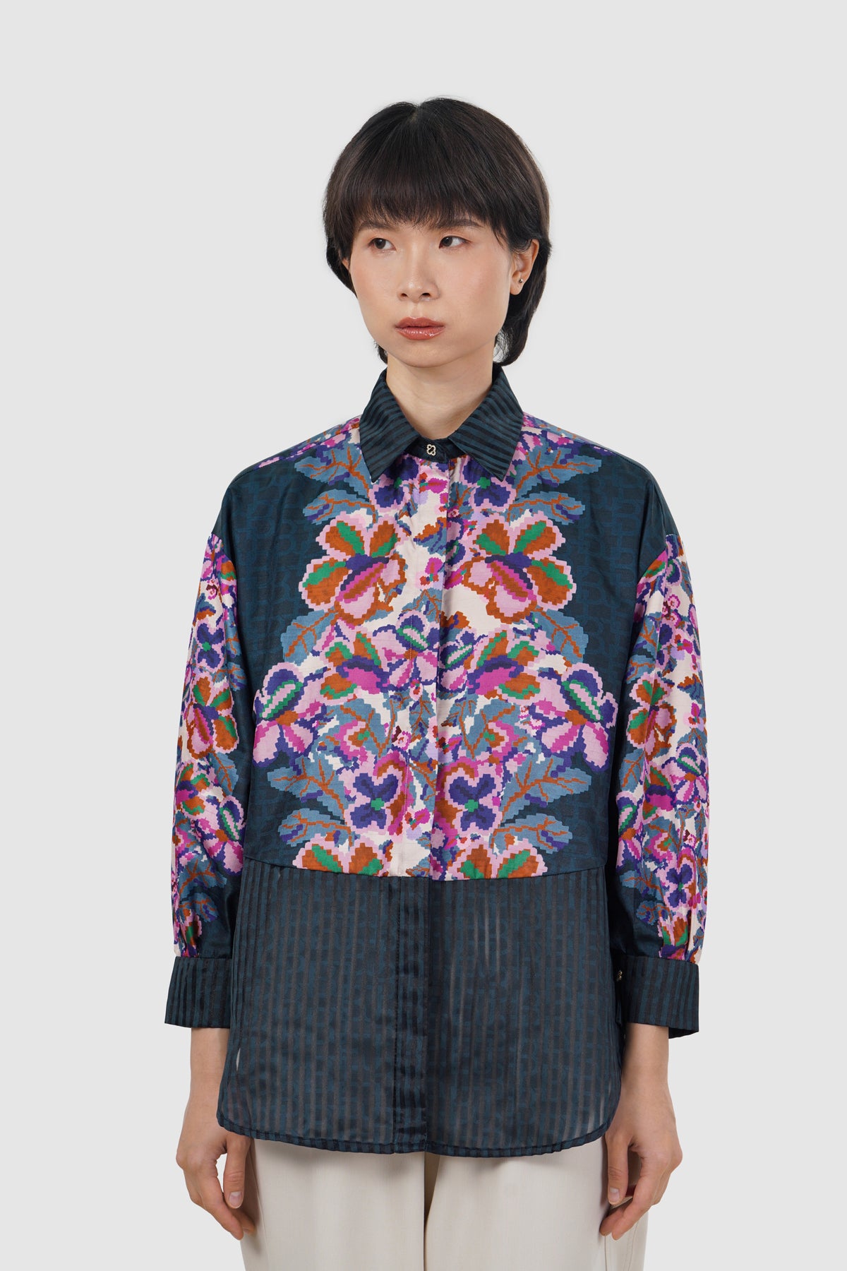 Eclora Mix Fabric Shirt - Aconitum