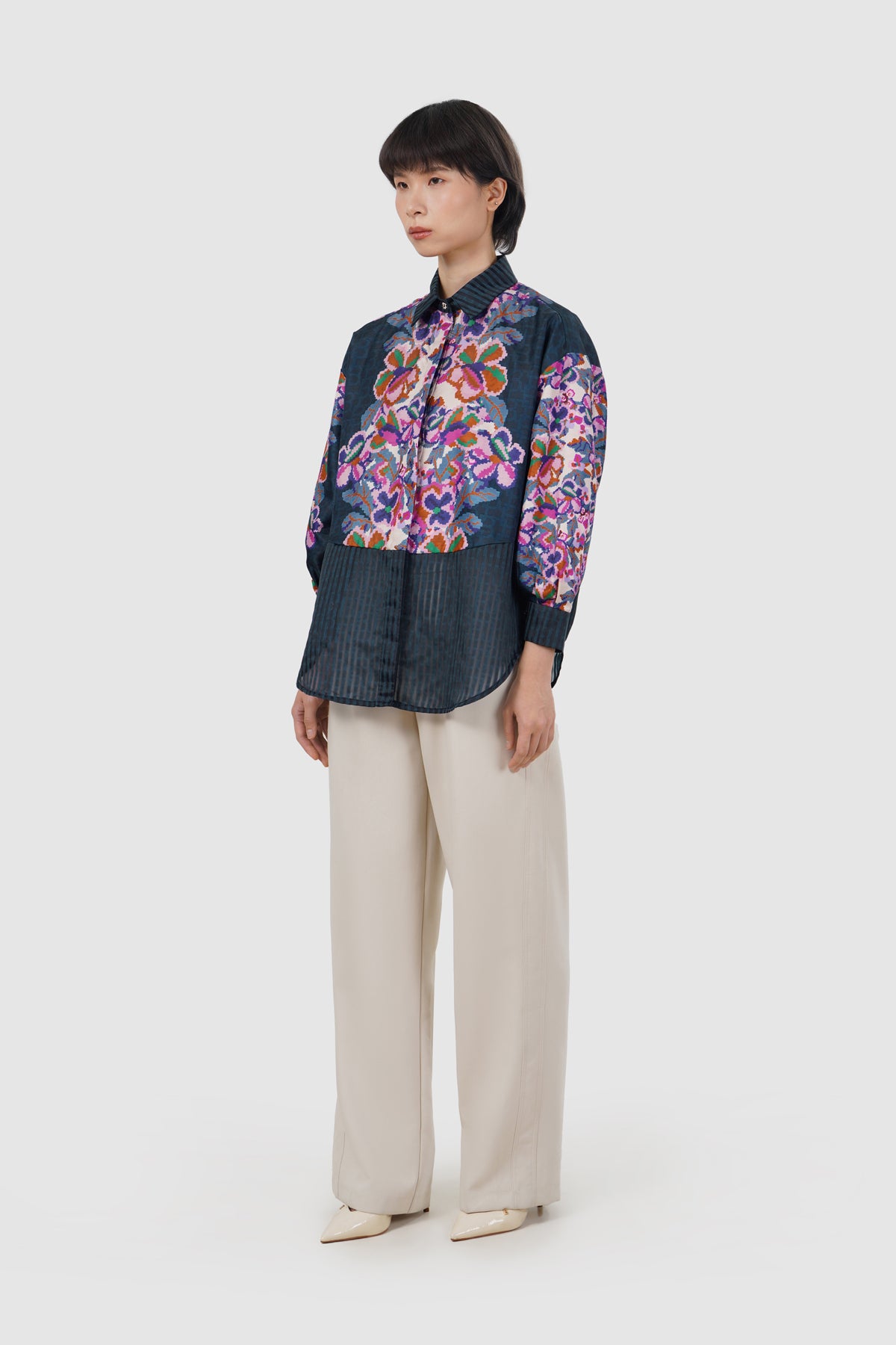 Eclora Mix Fabric Shirt - Aconitum