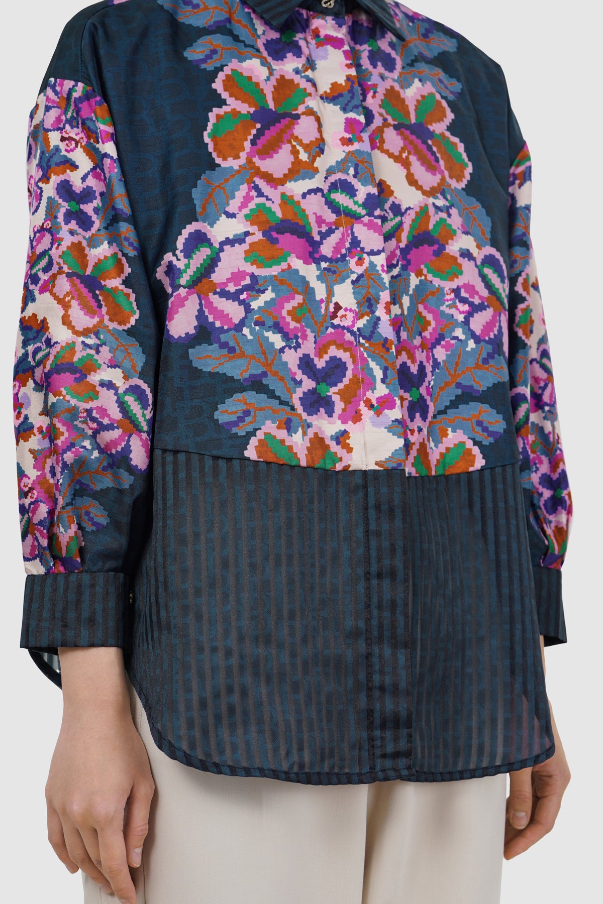 Eclora Mix Fabric Shirt - Aconitum