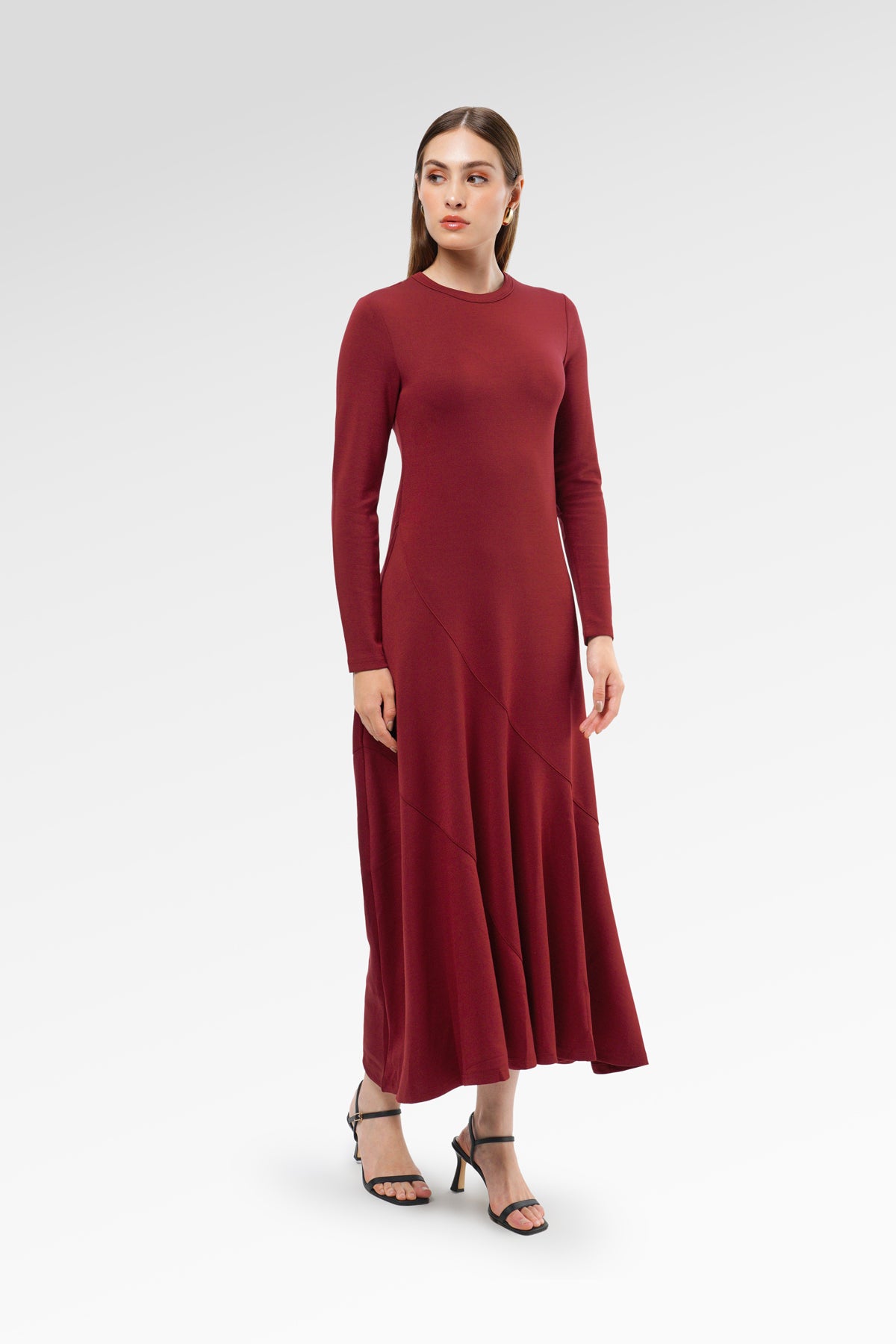 Elliana Flowy Dress - Maroon