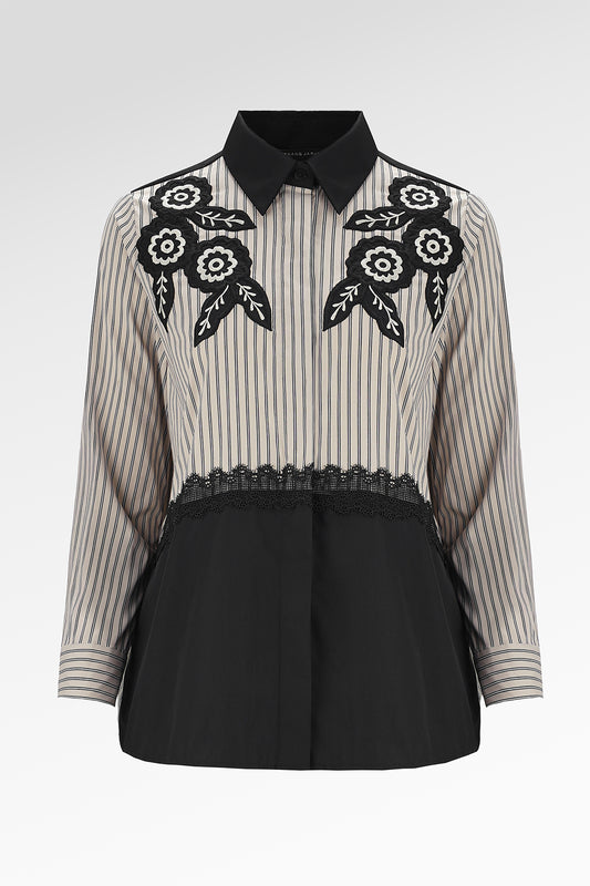 Elvara Embroidery Shirt - Mocha Noir