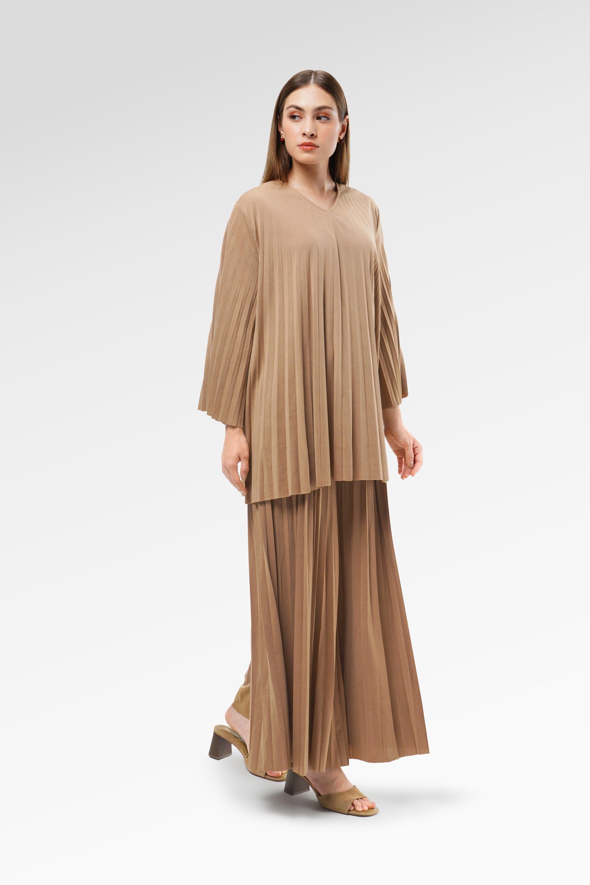 Emery Pleated Blouse - Almond