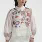 Festive Finesse Mix Lace Blouse - Blush